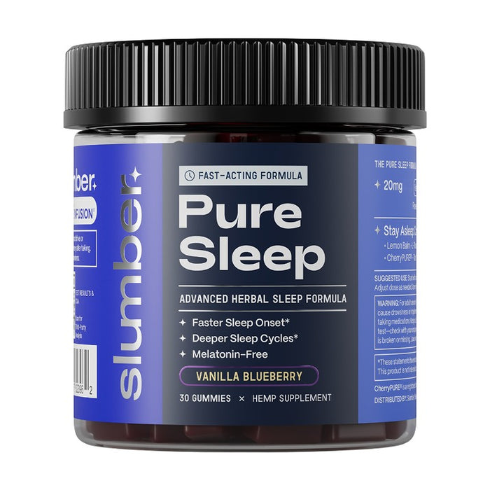 Slumber Pure Sleep Fast Acting CBN Gummies Vanilla Blueberry 20mg (30 Count) jar | CBDdatabase.com