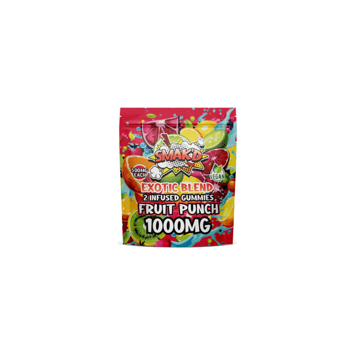 Smak'd Exotic Blend Delta 8 THC Gummies 500mg 2 Count Fruit Punch