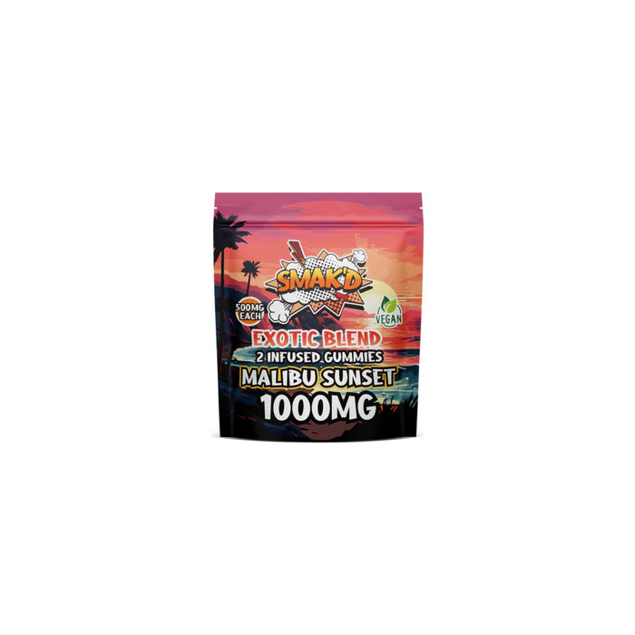 Smak'd Exotic Blend Delta 8 THC Gummies 500mg 2 Count Malibu Sunset