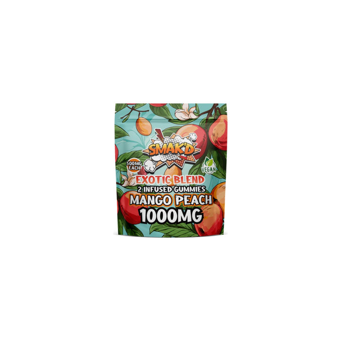 Smak'd Exotic Blend Delta 8 THC Gummies 500mg 2 Count Mango Peach