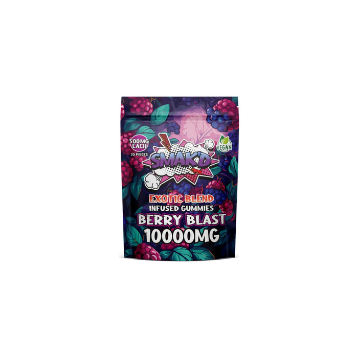 Smak'd Exotic Blend Delta 8 THC Gummies 500mg 20 Count Berry Blast