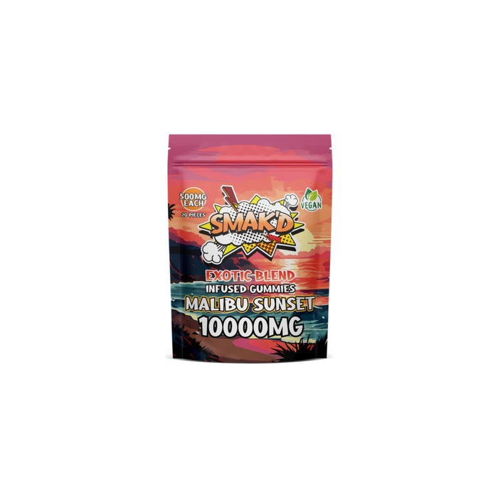 Smak'd Exotic Blend Delta 8 THC Gummies 500mg 20 Count Malibu Sunset