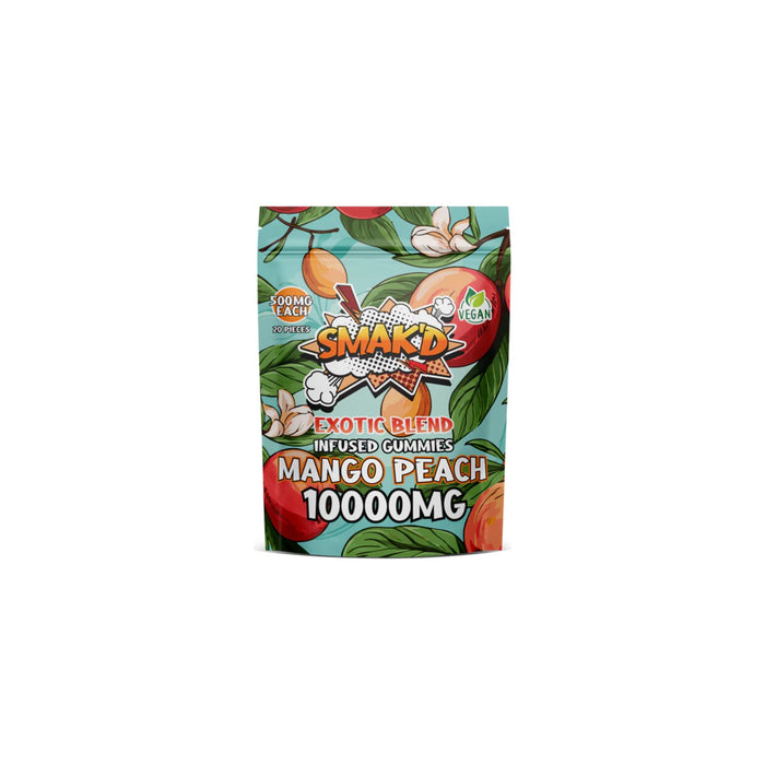 Smak'd Exotic Blend Delta 8 THC Gummies 500mg 20 Count Mango Peach