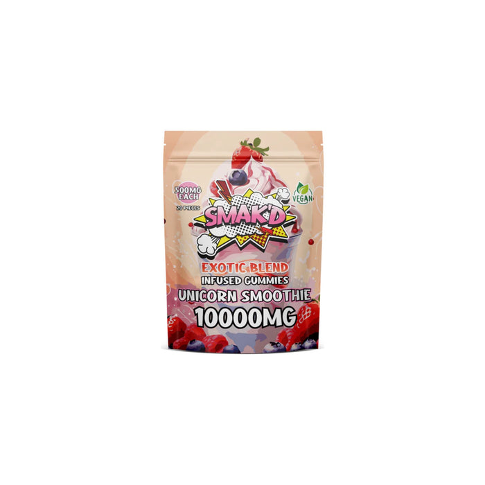 Smak'd Exotic Blend Delta 8 THC Gummies 500mg 20 Count Unicorn Smoothie