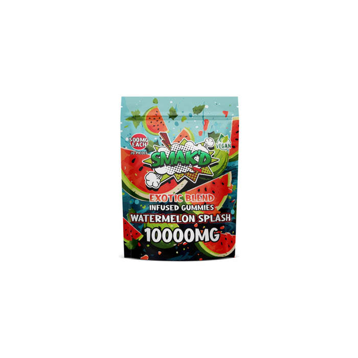Smak'd Exotic Blend Delta 8 THC Gummies 500mg 20 Count Watermelon Splash