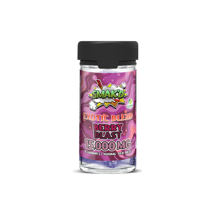 Smak'd Exotic Blend Gummies 1000mg 15 Count Berry Blast