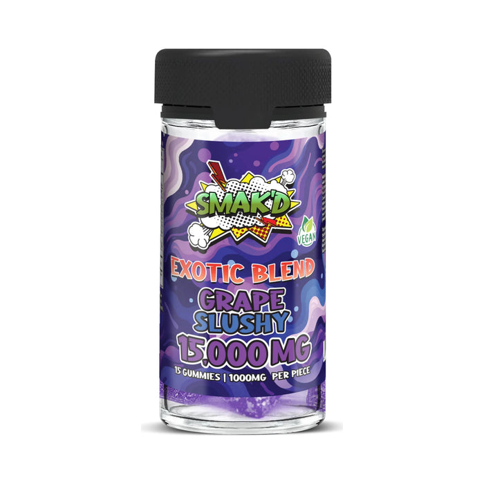 Smak'd Exotic Blend Gummies 1000mg 15 Count Grape Slushy