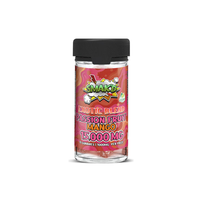 Smak'd Exotic Blend Gummies 1000mg 15 Count Passion Fruit Mango