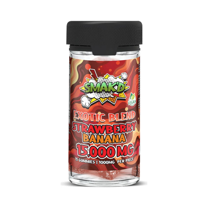 Smak'd Exotic Blend Gummies 1000mg 15 Count Strawberry Banana
