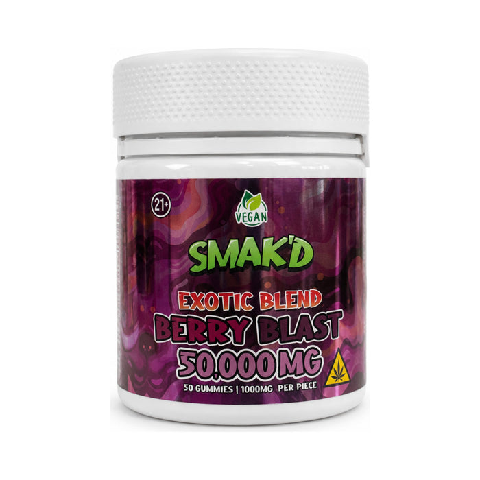 Smak'd Exotic Blend Gummies 1000mg 50 Count Berry Blast