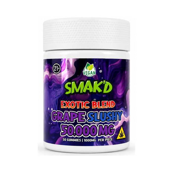 Smak'd Exotic Blend Gummies 1000mg 50 Count Grape Slushy