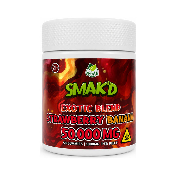 Smak'd Exotic Blend Gummies 1000mg 50 Count Strawberry Banana