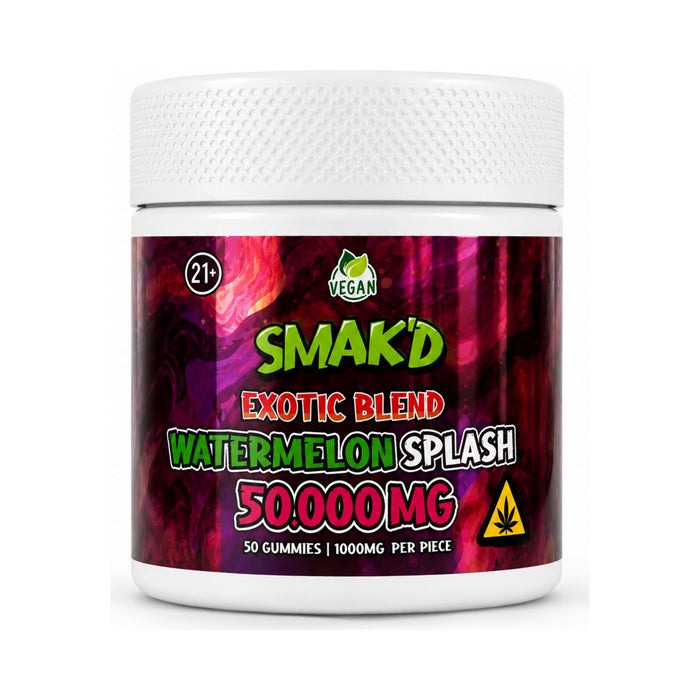 Smak'd Exotic Blend Gummies 1000mg 50 Count Watermelon Splash