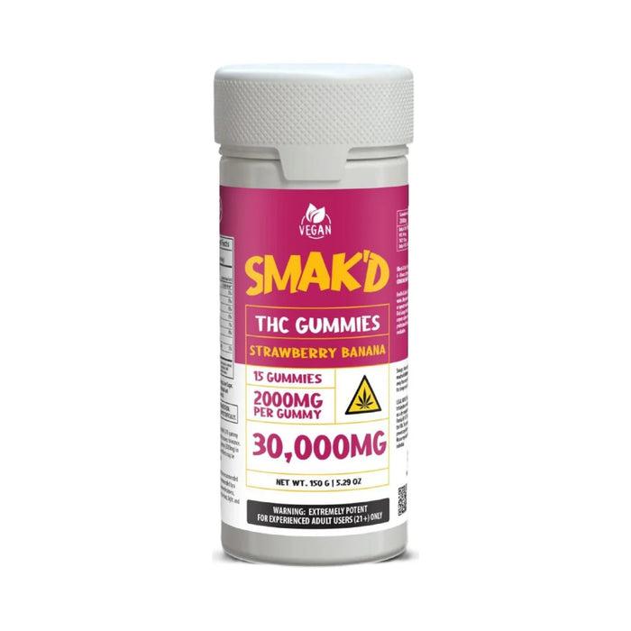 Smak'd THC Gummies 30000mg (15 Count) Strawberry Banana