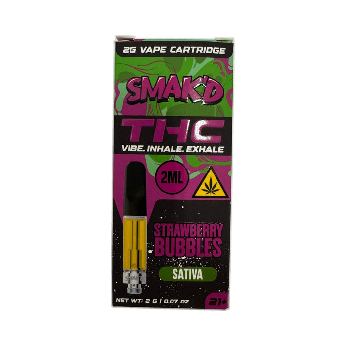 Smak'd THC Vape Cartridge 2g Strawberry Bubbles