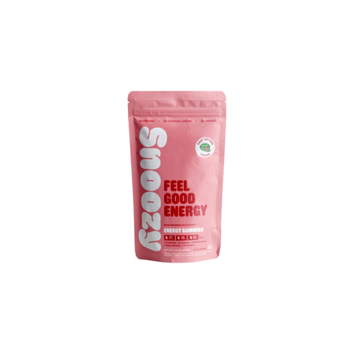 Snoozy Feel Good Energy Delta 9 THC Gummies Sour Watermelon 20 Count Regular front | CBDdatabase.com