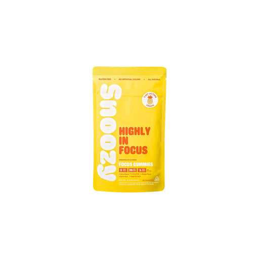 Snoozy Highly In Focus Delta 9 THC Gummies Pineapple 20 Count front | CBDdatabase.com