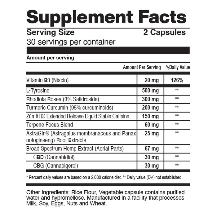 CBDfx CBD + CBG Morning Capsules 900mg (60 Count)