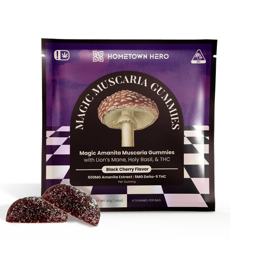Hometown Hero Magic Amanita Muscaria + THC Gummies Black Cherry (4 Count) | CBDdatabase.com