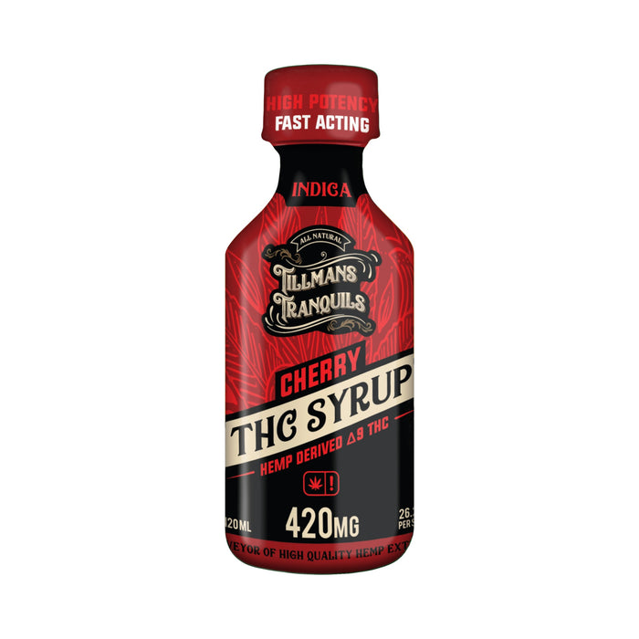 Tillmans Tranquils Delta 9 THC Syrup 420mg Cherry bottle front