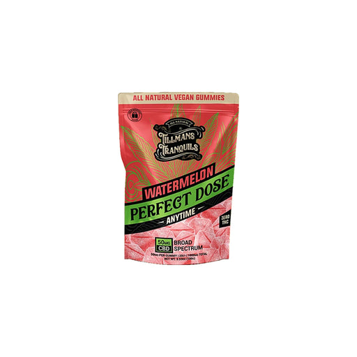 Tillmans Tranquils Perfect Dose Anytime Broad Spectrum CBD Gummies Watermelon 1000mg (20 Count) front | CBDdatabase.com