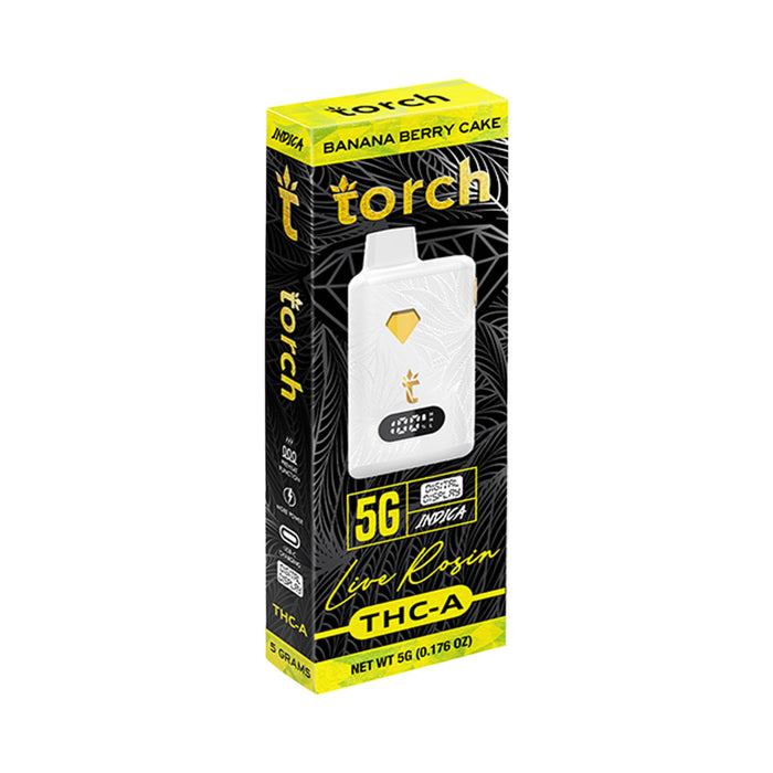 Torch Hemp THCA Live Rosin Blend Disposable Vape 5g Banana Berry Cake (Indica)