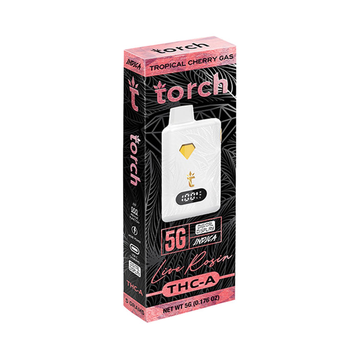 Torch Hemp THCA Live Rosin Blend Disposable Vape 5g Tropical Cherry Gas (Indica)