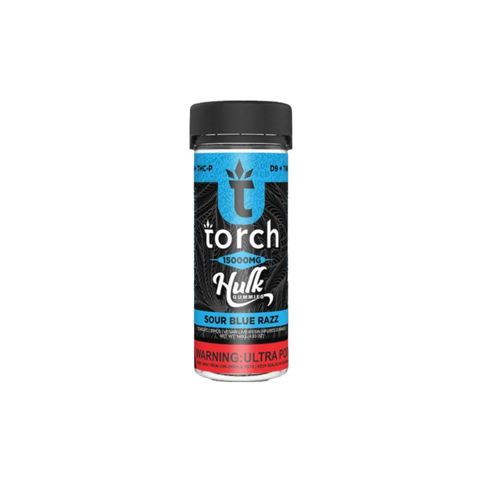 Torch Hulk Hemp Delta 9 THC and THCP Live Resin Gummies 15000mg (20 Count) Sour Blue Razz