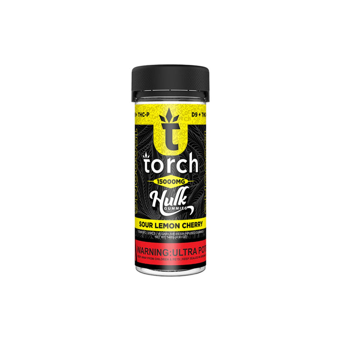Torch Hulk Hemp Delta 9 THC and THCP Live Resin Gummies 15000mg (20 Count) Sour Lemon Cherry