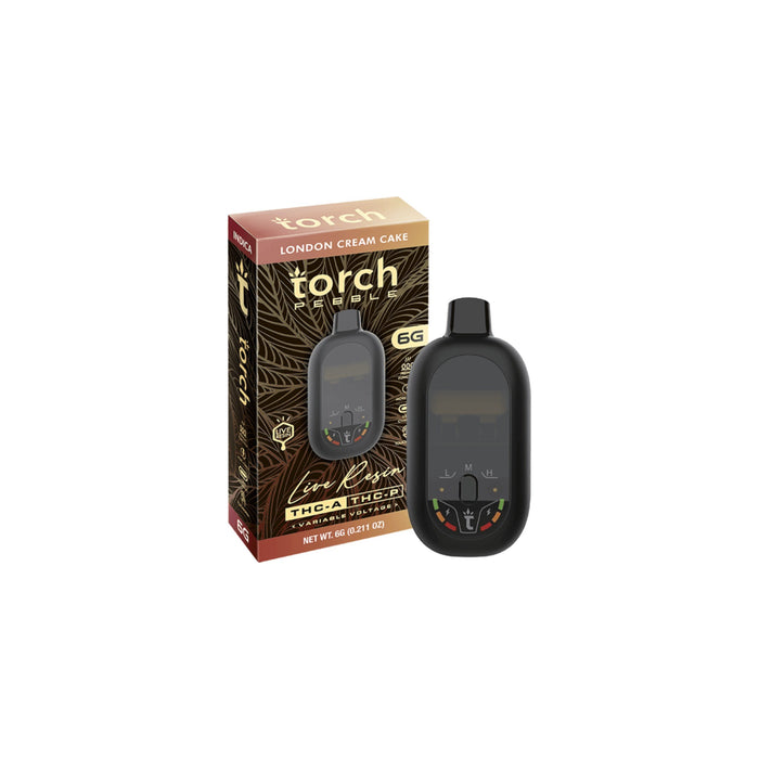 Torch Pebble Hemp Live Resin THCA and THCP Disposable Vape 6g London Cream Cake (Indica)