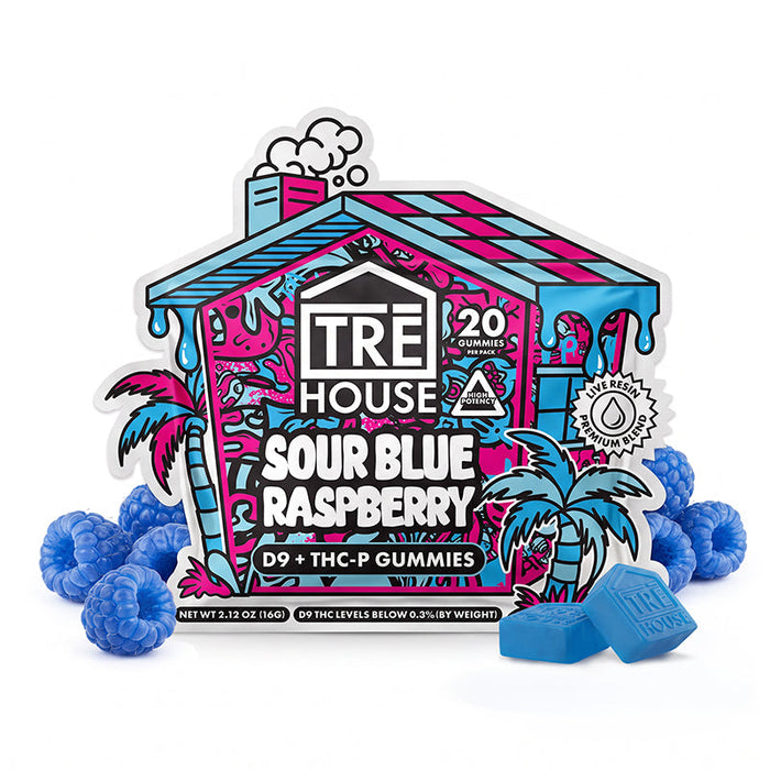 TRĒ House Sour Blue Raspberry Delta 9 + THC-P Gummies (20 & 40 Count)