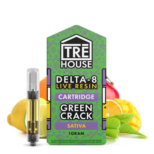 TRĒ House Green Crack Live Resin Delta 8 Cartridge (1g)