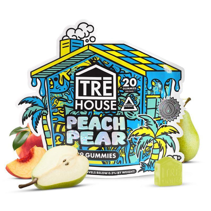 TRĒ House Peach Pear Delta 9 THC Gummies with CBD 10mg (20 & 40 Count)