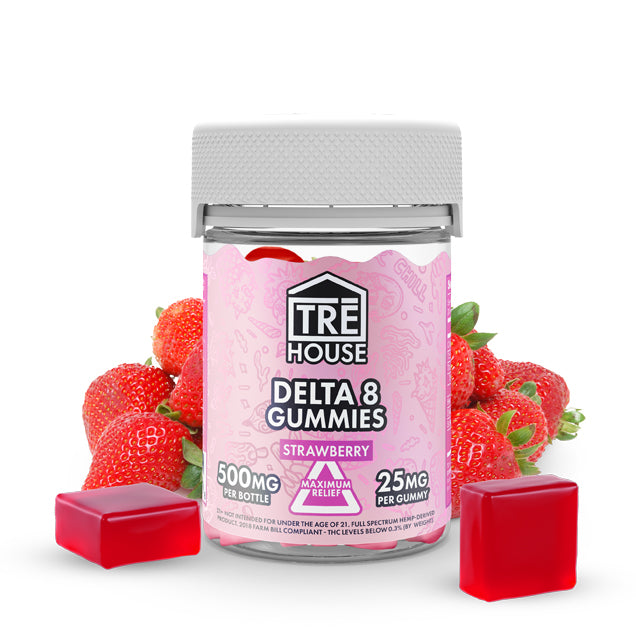 TRĒ House Strawberry Delta 8 THC Gummies 25mg (20 Count)