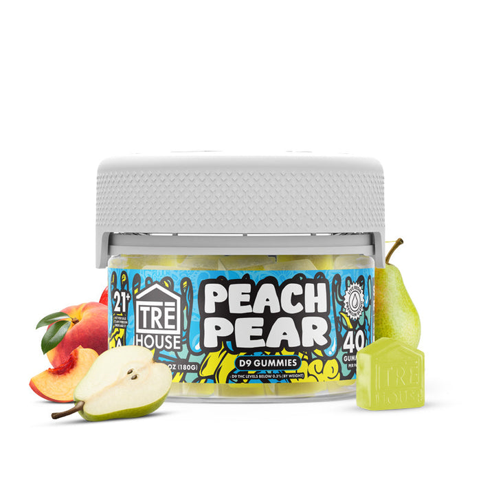 TRĒ House Peach Pear Delta 9 THC Gummies with CBD 10mg (20 & 40 Count)