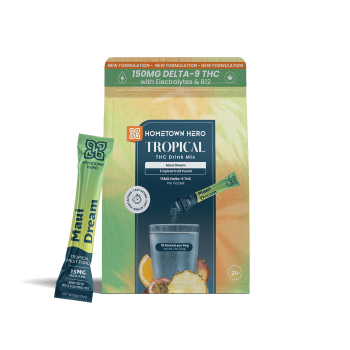 Hometown Hero Tropical THC Drink Mix Maui Dream 15mg (10 Packets) | CBDdatabase.com