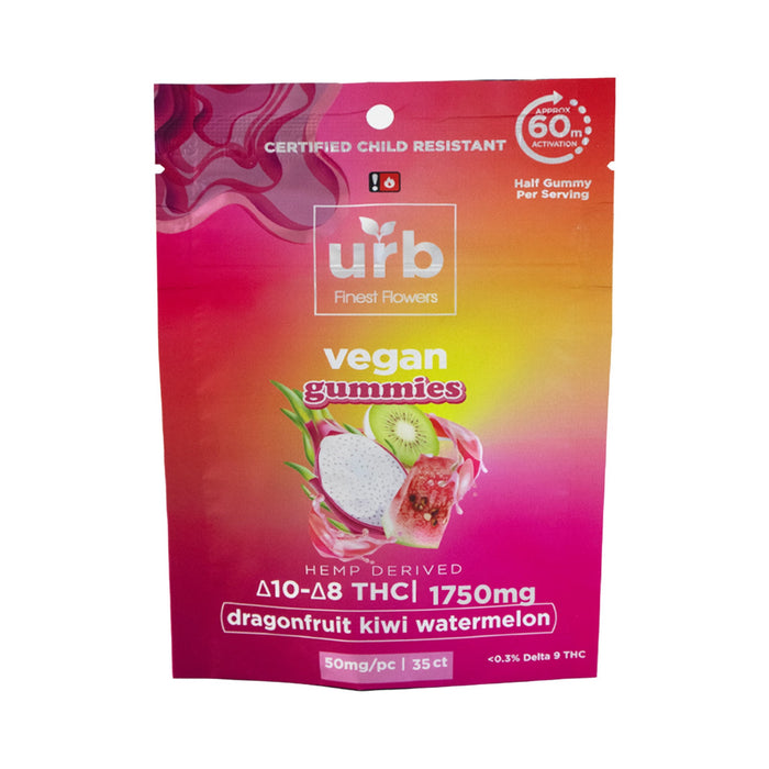 Urb Delta 10 and Delta 8 THC Gummies 1750mg Dragonfruit Kiwi Watermelon