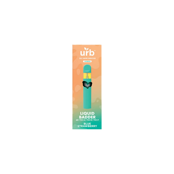 Urb Liquid Badder Delta 8 THCA and THCP Disposable Vape 3g Blue Strawberry