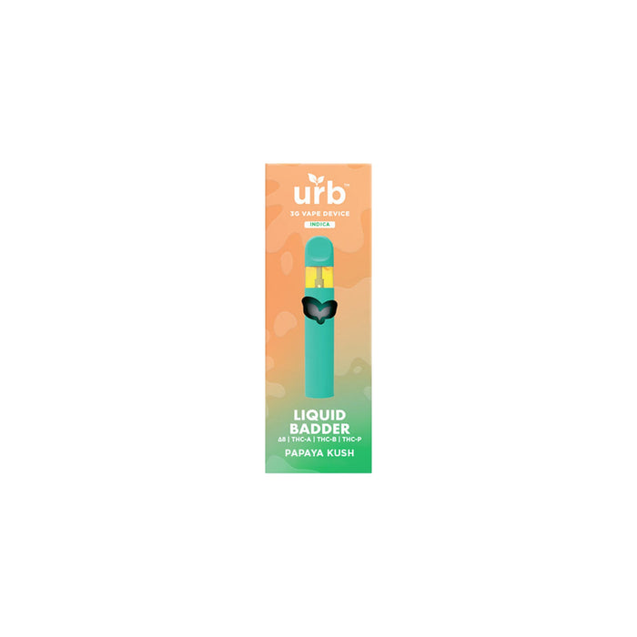 Urb Liquid Badder Delta 8 THCA and THCP Disposable Vape 3g Papaya Kush