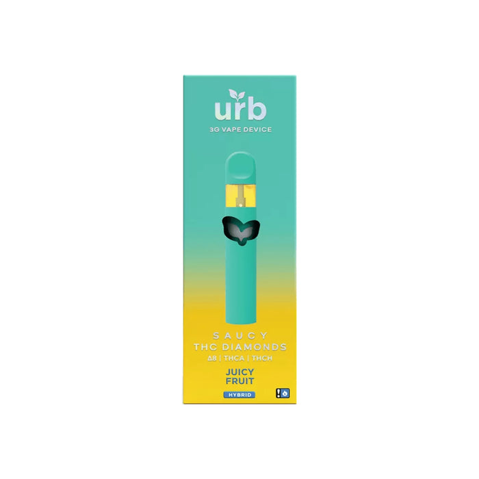 Urb Saucy THC Diamonds Delta 8 THCA and THCH Disposable Vape 3mL Juicy Fruit