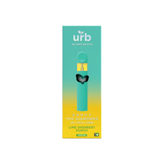 Urb Saucy THC Diamonds Delta 8 THCA and THCH Disposable Vape 3mL Lime Sherbert Punch