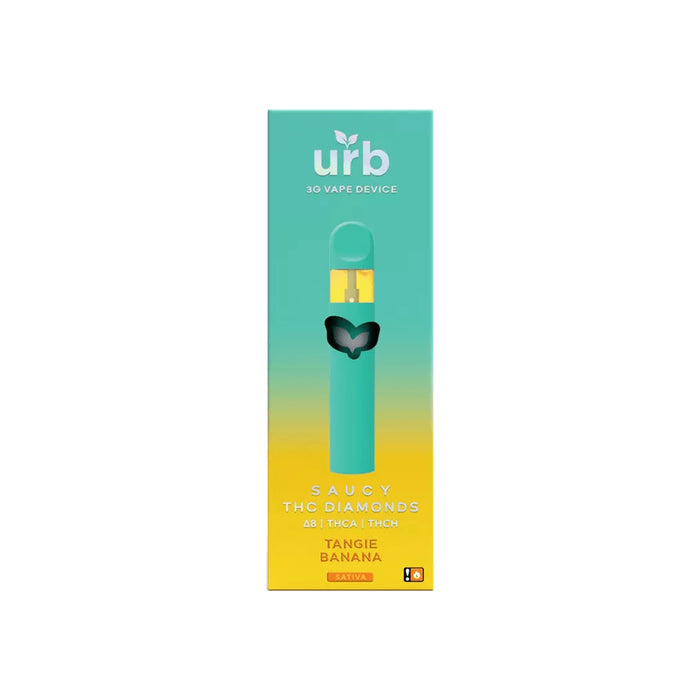 Urb Saucy THC Diamonds Delta 8 THCA and THCH Disposable Vape 3mL Tangie Banana