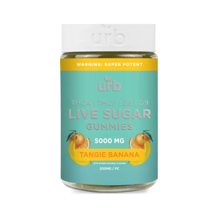 Urb THCA THCP Delta 8 and Delta 9 Live Sugar Gummies 5000mg (25 Count) Tangie Banana