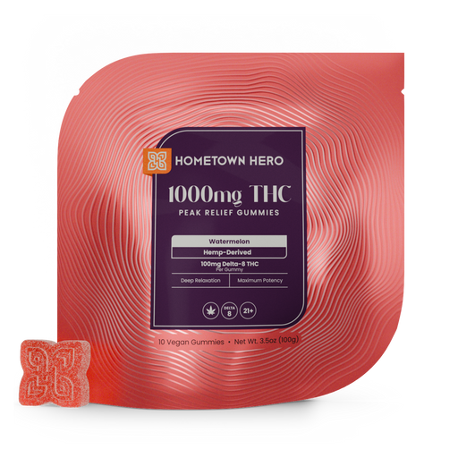 Hometown Hero Peak Delta 8 Gummies Watermelon 100mg (10 Count) | CBDdatabase.com