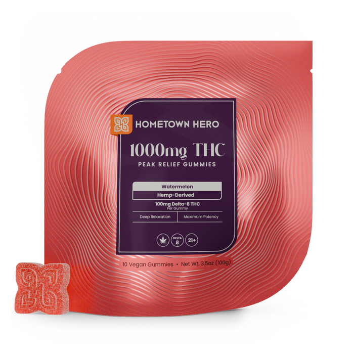 Hometown Hero Peak Delta 8 Gummies Watermelon 100mg (10 Count) | CBDdatabase.com