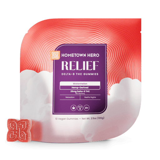 Hometown Hero Relief Delta 8 Gummies Watermelon 25mg (10 Count) | CBDdatabase.com