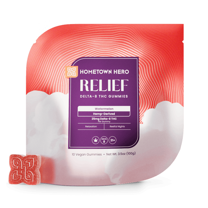 Hometown Hero Relief Delta 8 Gummies Watermelon 25mg (10 Count) | CBDdatabase.com