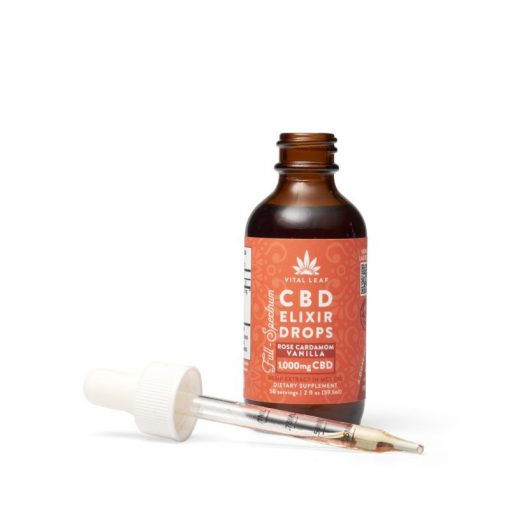 Vital Leaf - CBD Tincture - CBD Elixir Drops Rose Cardamom Vanilla - 1000mg