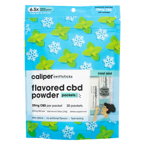 Caliper CBD - CBD Edible - Cool Mint Swiftsticks Powder - 20mg - 30 Count