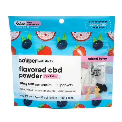 Caliper CBD - CBD Edible - Mixed Berry Swiftsticks Powder - 20mg - 10 Count